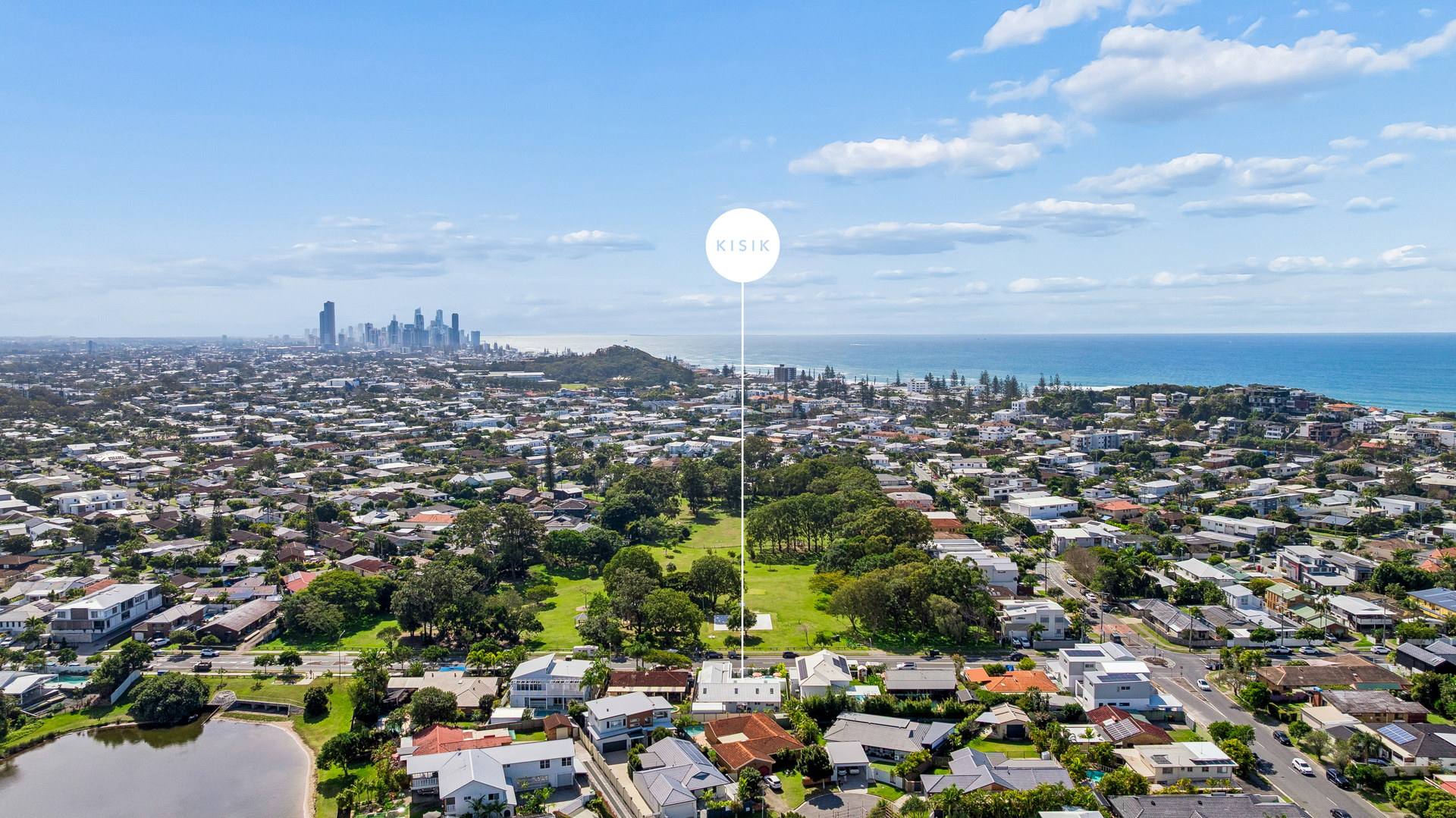 Earnie Tebb Park, the broadwater and the city beyond